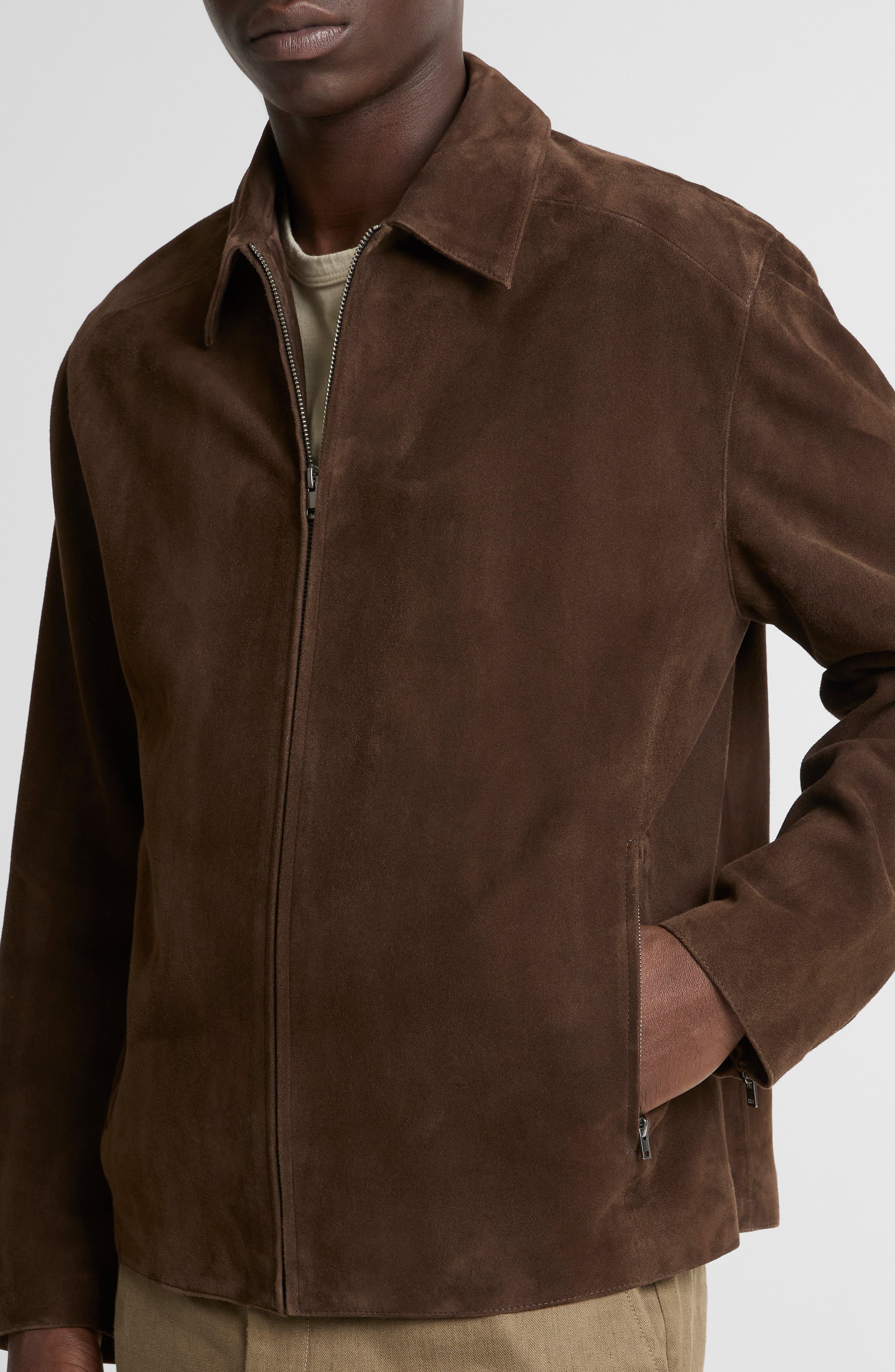 Vince Minimal Moto Suede Zip Jacket — фото 3
