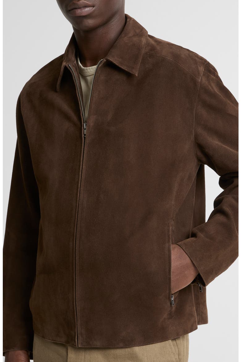 Minimal Moto Suede Zip Jacket, Alternate, color, ESPRESSO