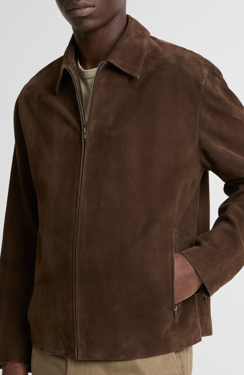 Vince Minimal Moto Suede Zip Jacket, Alternate, color, Espresso