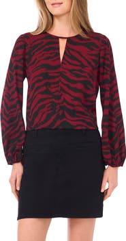 Vince Camuto Zebra Stripe Cutout Top