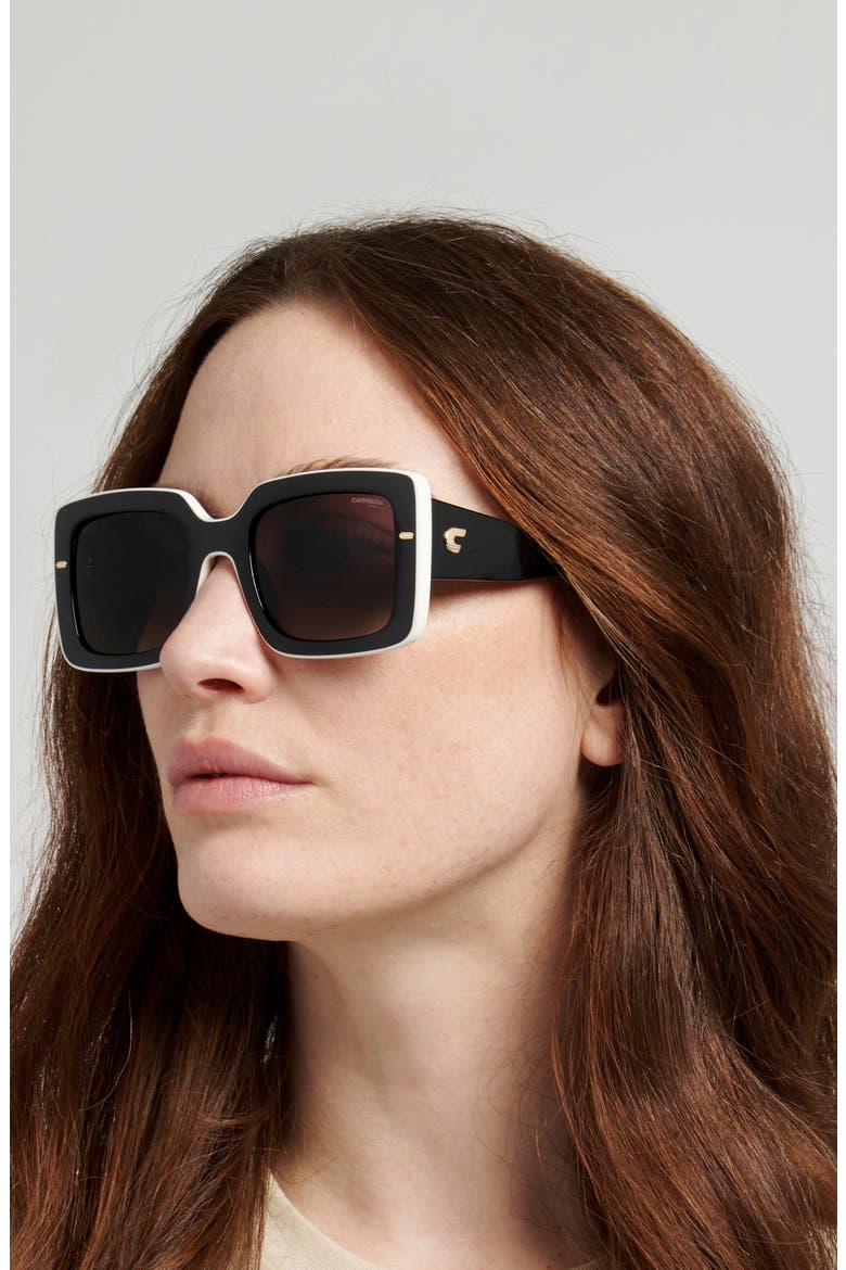 53mm Rectangular Sunglasses, Alternate, color, BLACK/ WHITE/ BROWN