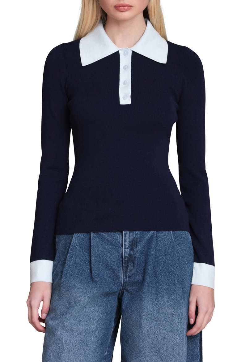 Long Sleeve Polo, Main, color, NAVY COLORBLOCK