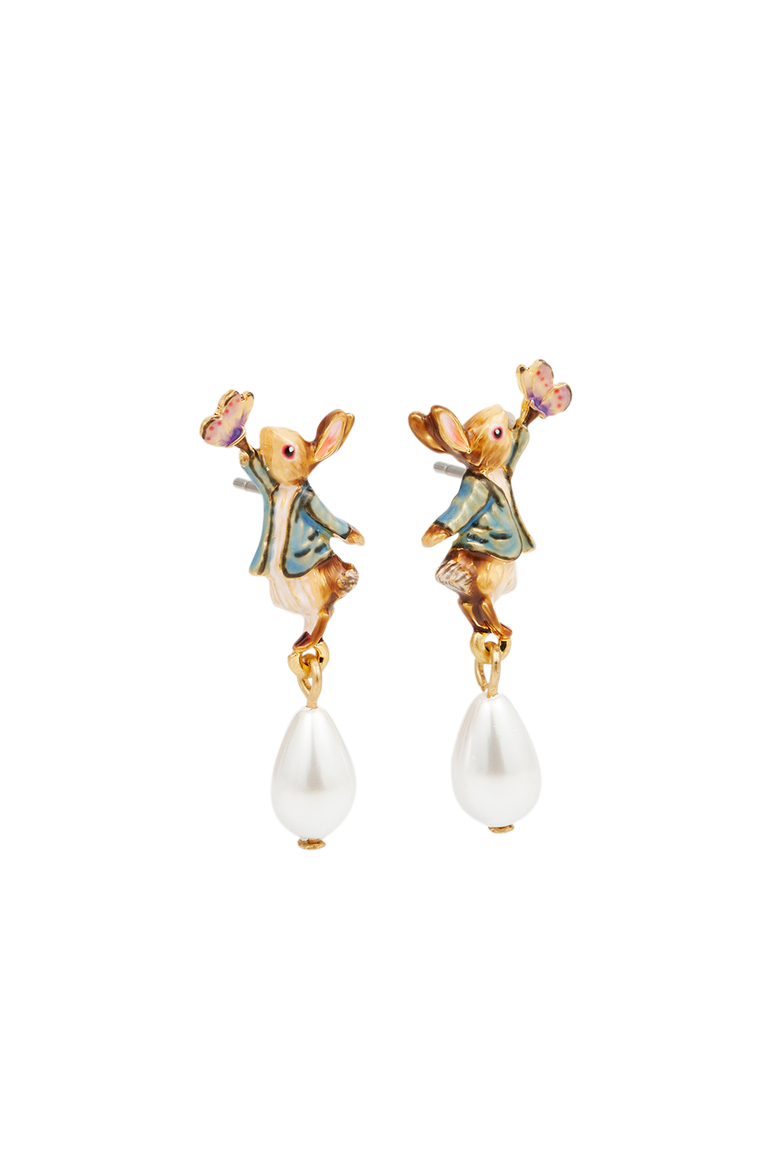 x Peter Rabbit Butterfly Pearl Drop Earrings, Main, color, Gold
