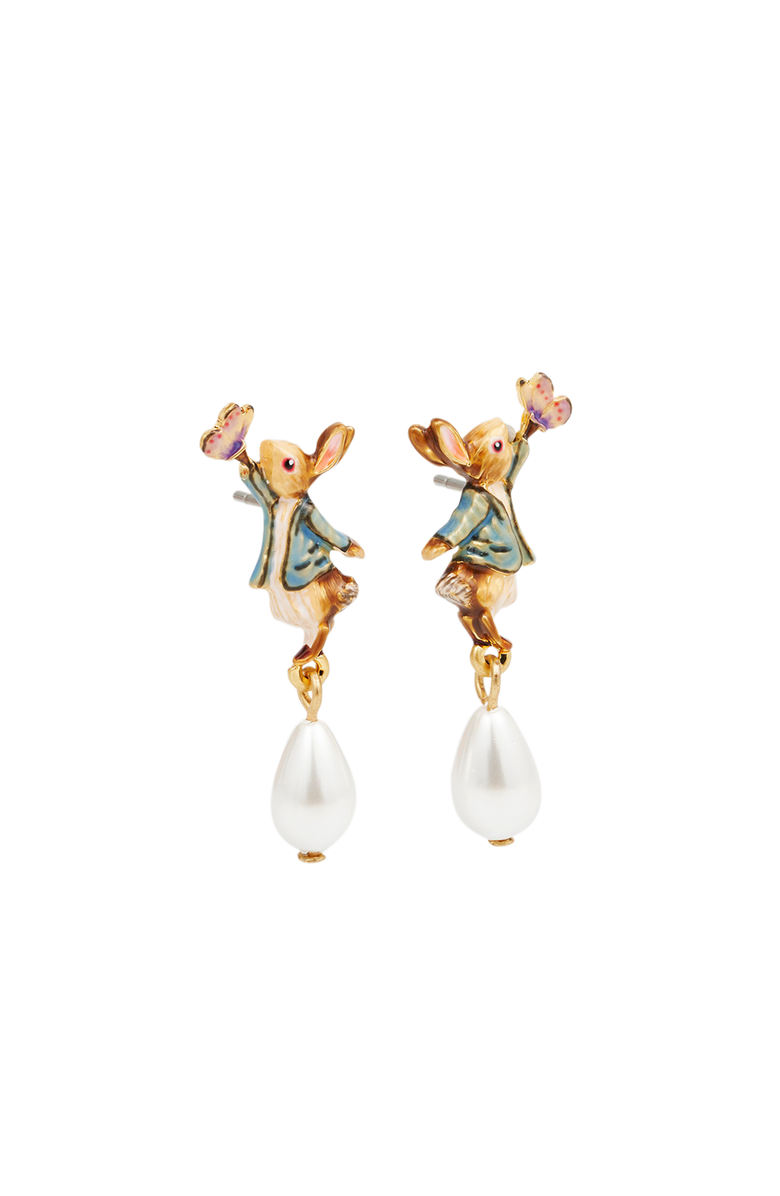 Fable England x Peter Rabbit Butterfly Pearl Drop Earrings, Main, color, Gold