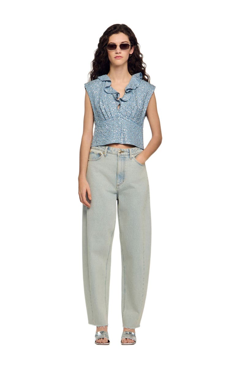 SANDRO Sequin top, Alternate, color, Blue