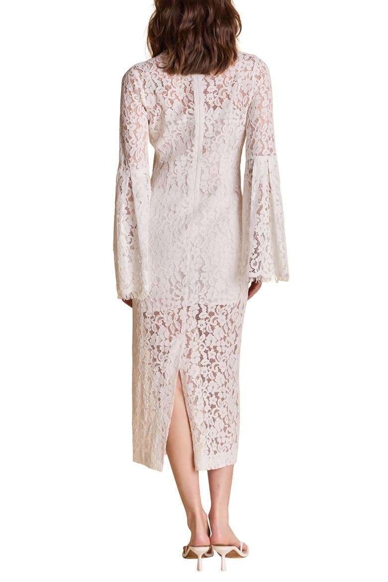 Lace Long Sleeve Midi Dress, Alternate, color, WHITE