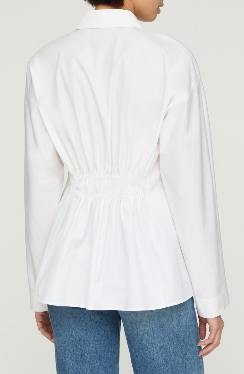 Lafayette 148 New York Pintuck Back Organic Cotton Poplin Button-Up Shirt, Alternate, color, White