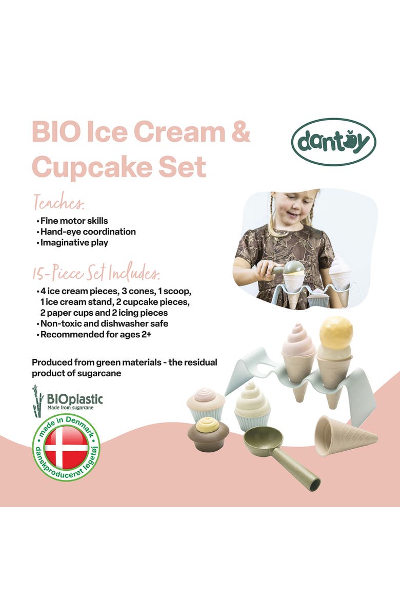 Dantoy BIO Ice Cream & Cupcake Food Playset, 15 Pieces, Alternate, color, Multicolored