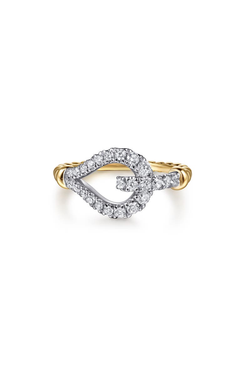 14k Gold Diamond Stirrup Ring, Main, color, 14K YELLOW/ WHITE GOLD