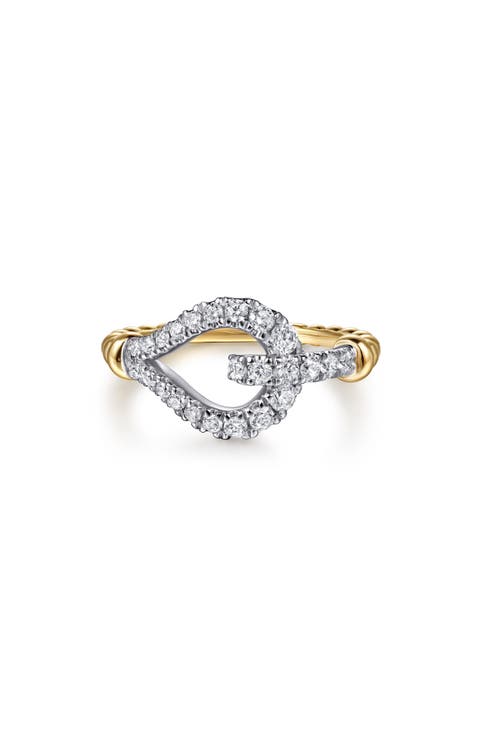 14k Gold Diamond Stirrup Ring