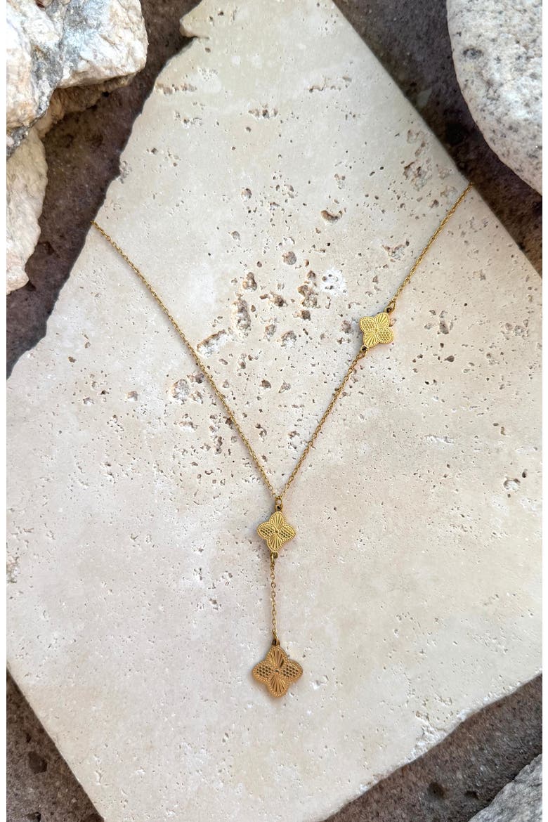Clover Charm Y Necklace, Alternate, color, GOLD