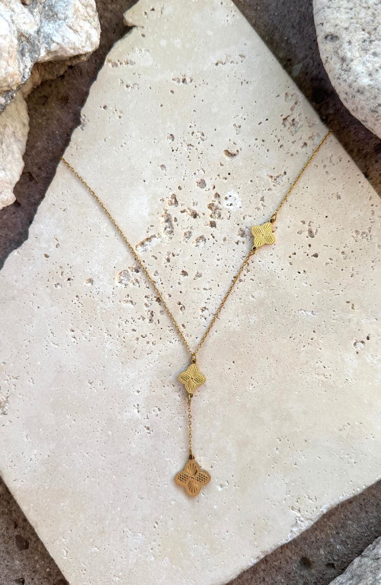 Adornia Clover Charm Y Necklace, Alternate, color, Gold