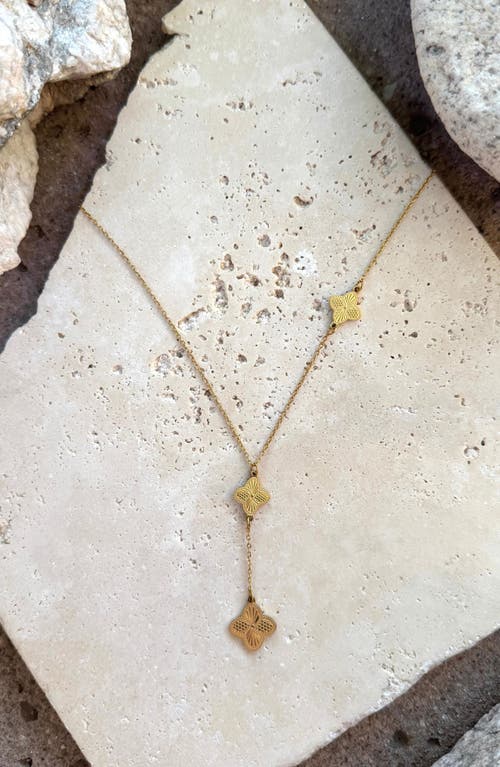 Adornia Tarnish Resistant 18k Gold Plated Pointed 3-clover Y-necklace In Gold