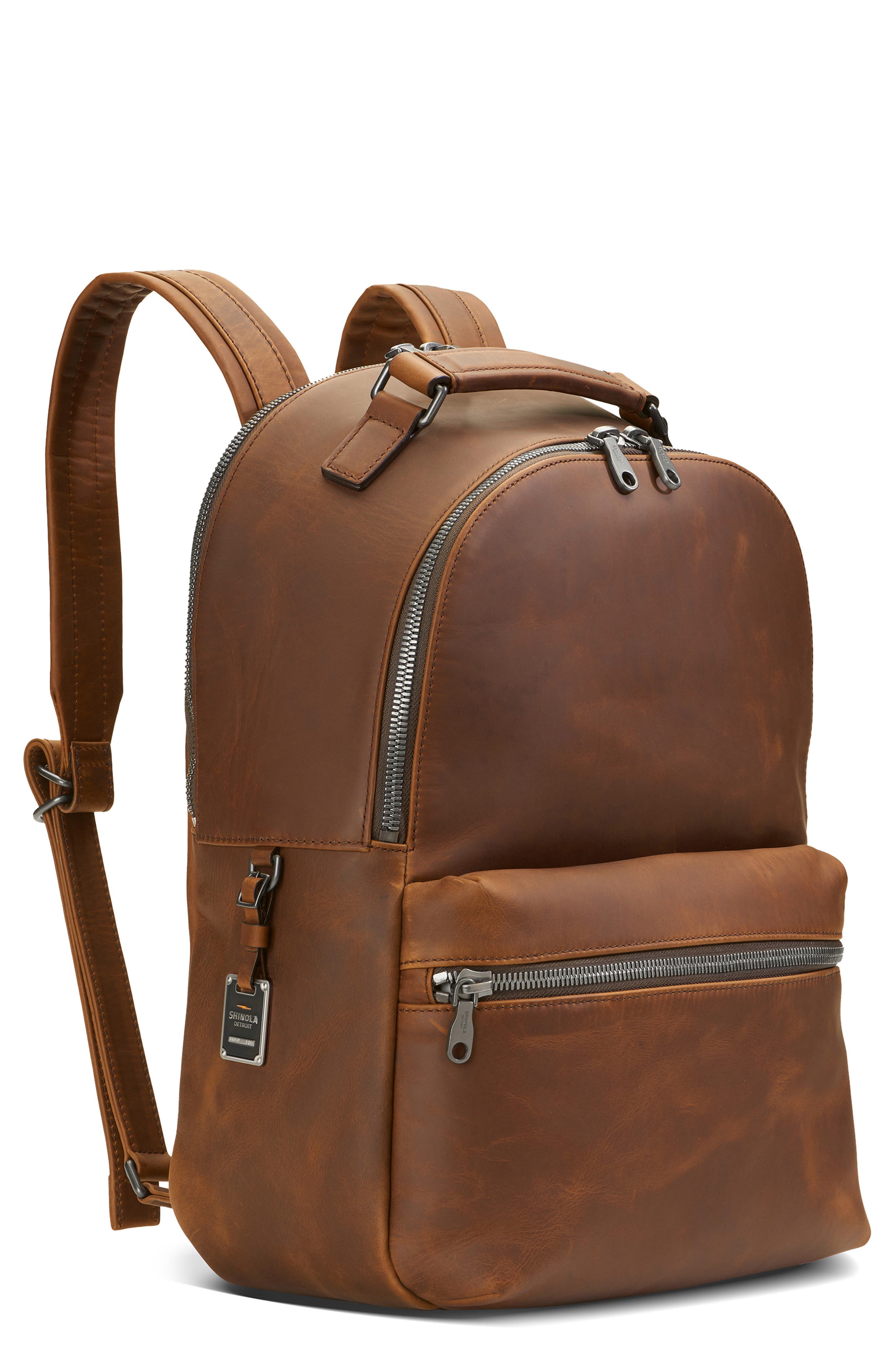 Shinola Runwell Leather Backpack, Alternate, color, Medium Brown