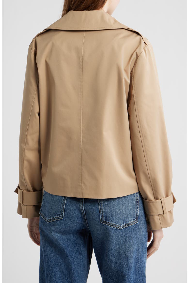 Floral Lining Short Trench Coat, Alternate, color, CAMEL