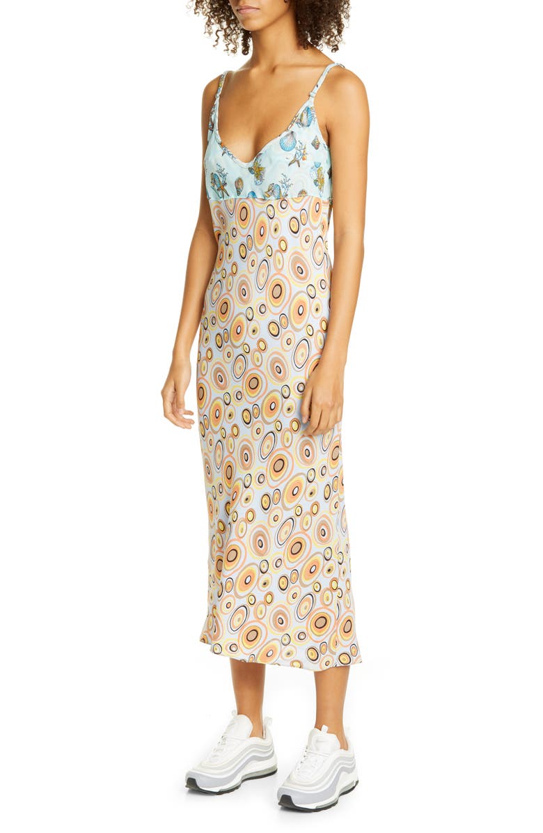 Collina Strada Mixed Print Midi Slipdress, Main, color, 