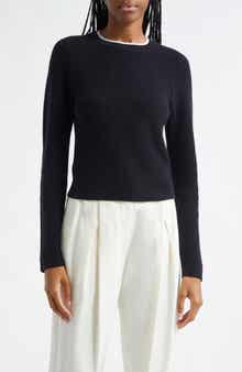 Vince Contrast Trim Merino Wool & Cashmere Sweater