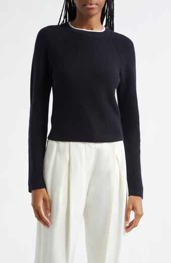 Vince Contrast Trim Merino Wool & Cashmere Sweater