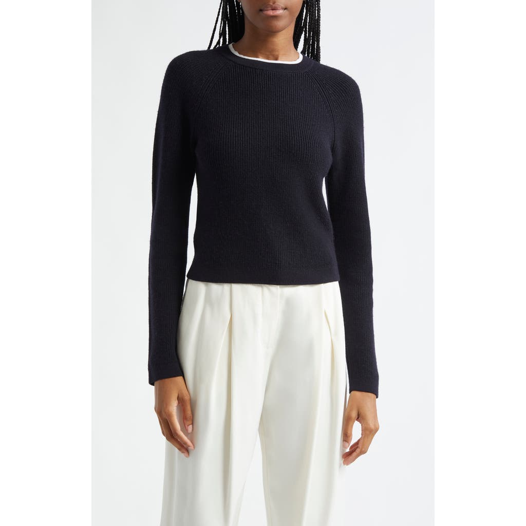Vince Contrast Color Cashmere-blend Pullover In Coastal/off White