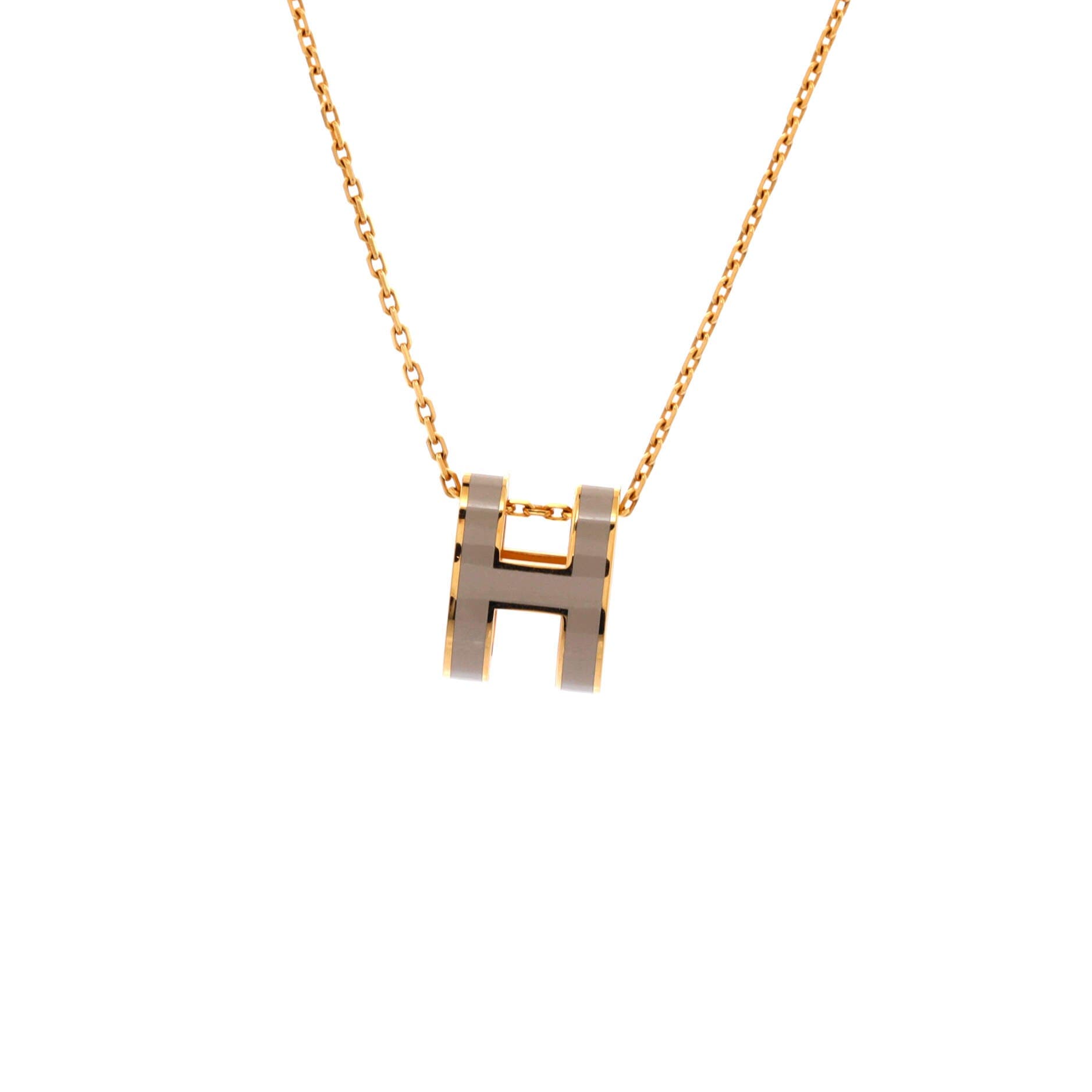 Pre-Owned Hermes Pop H Pendant Chain Necklace Metal and Enamel Mini ...