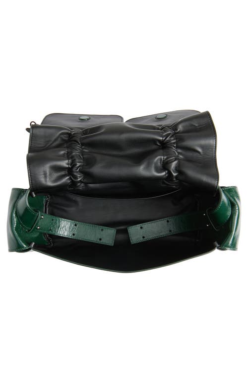 Acne Studios Multipocket Luxe Crinkle Leather Top Handle Bag In Dark Green