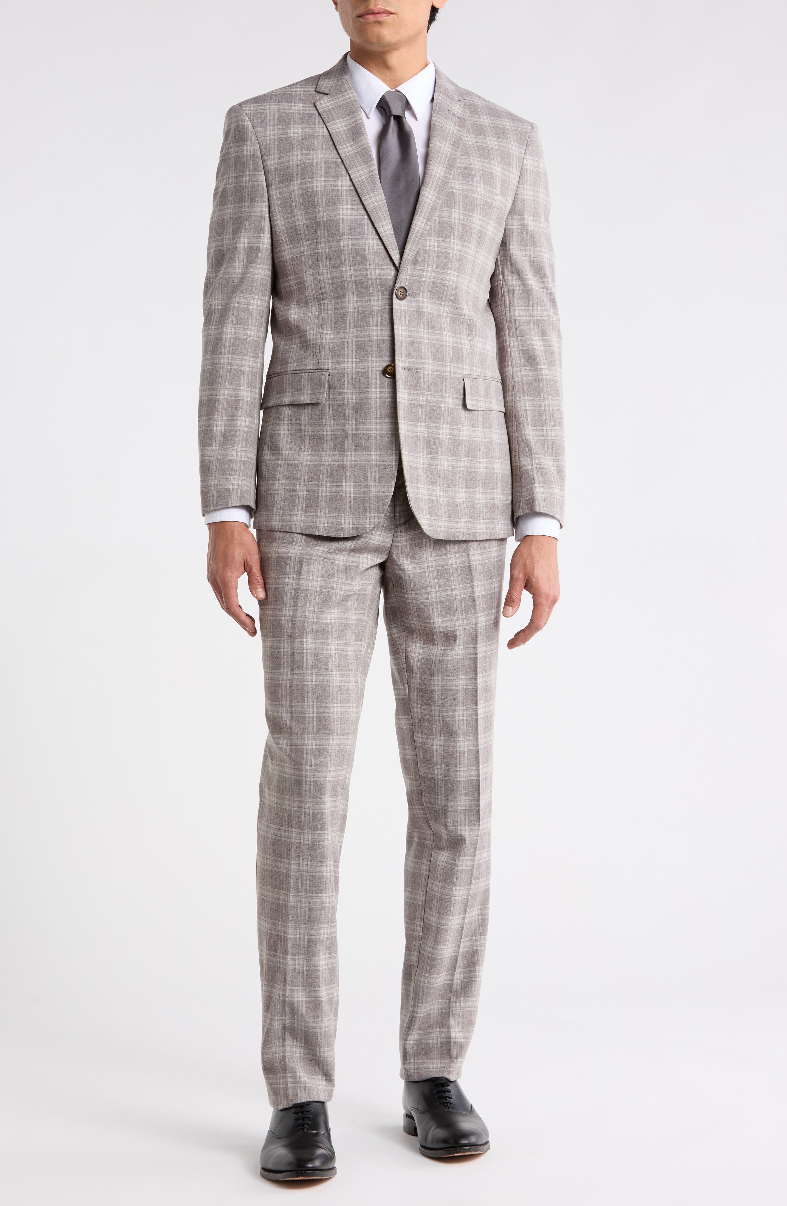 Gino Vitale Slim Fit Plaid Stretch Two-Piece Suit