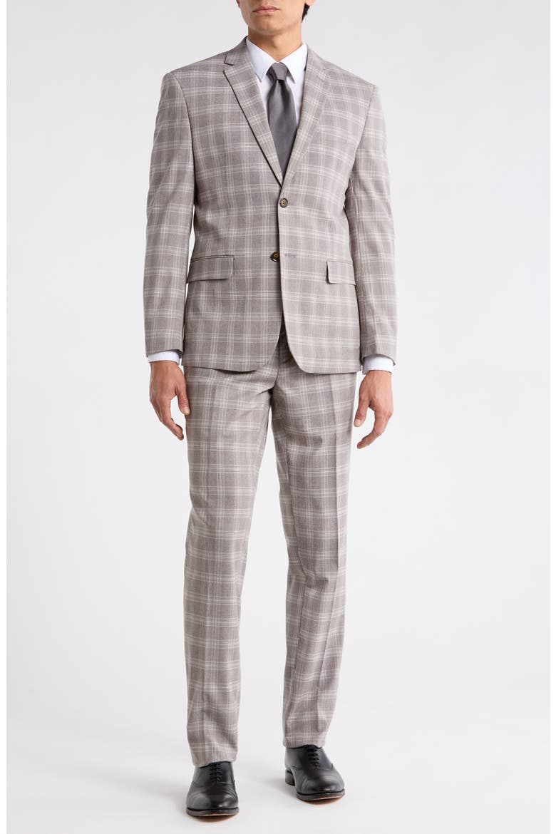 Slim Fit Plaid Stretch Two-Piece Suit, Main, color, LIGHT GREY