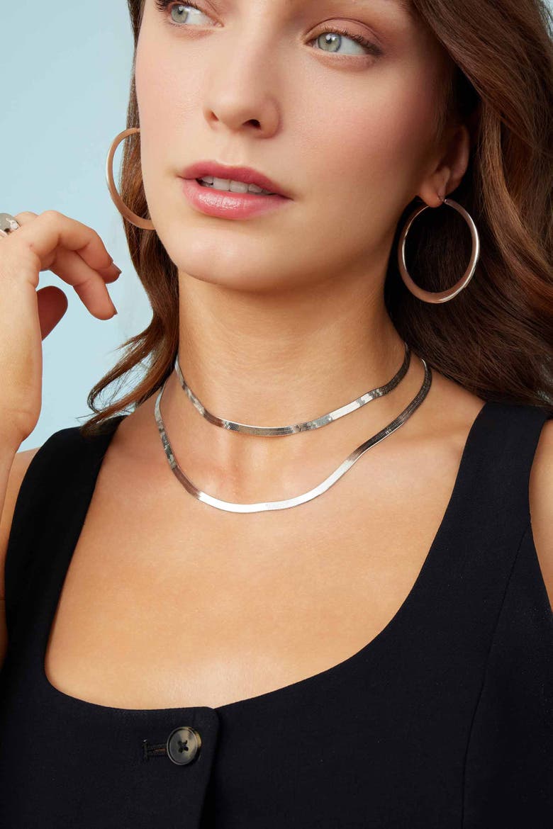 Mirage Herringbone Necklace in Sterling Silver, Alternate, color, Silver