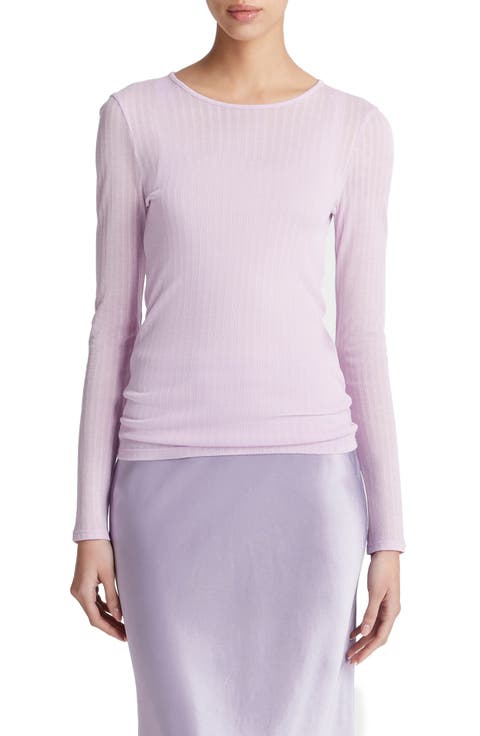 Semisheer Rib Long Sleeve Top