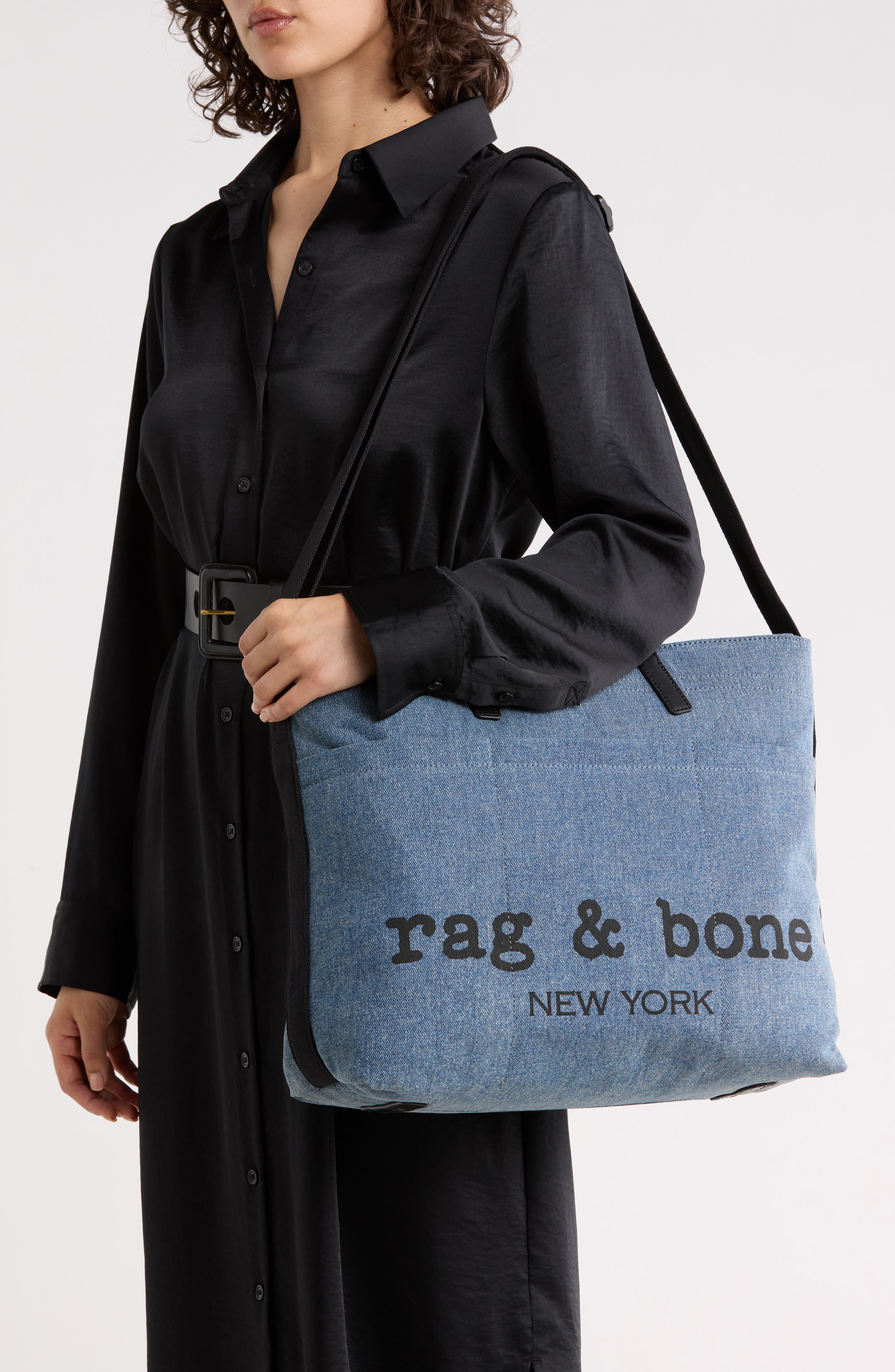 rag & bone Clinton Denim Twill Tote Bag, Alternate, color, Den