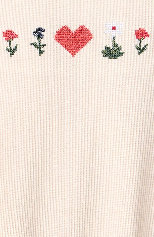 Shop Miles The Label Kids' Ditsy Pixels Waffle Top In Beige