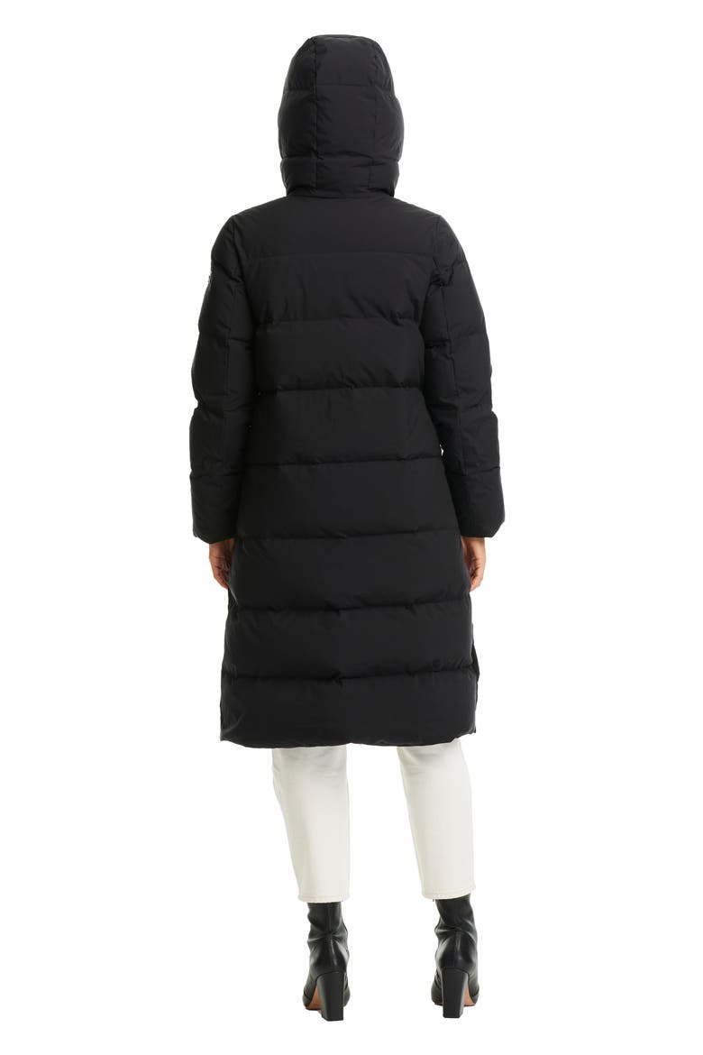 Water Resistant 700 Fill Power Down Hooded Long Coat, Alternate, color, BLACK