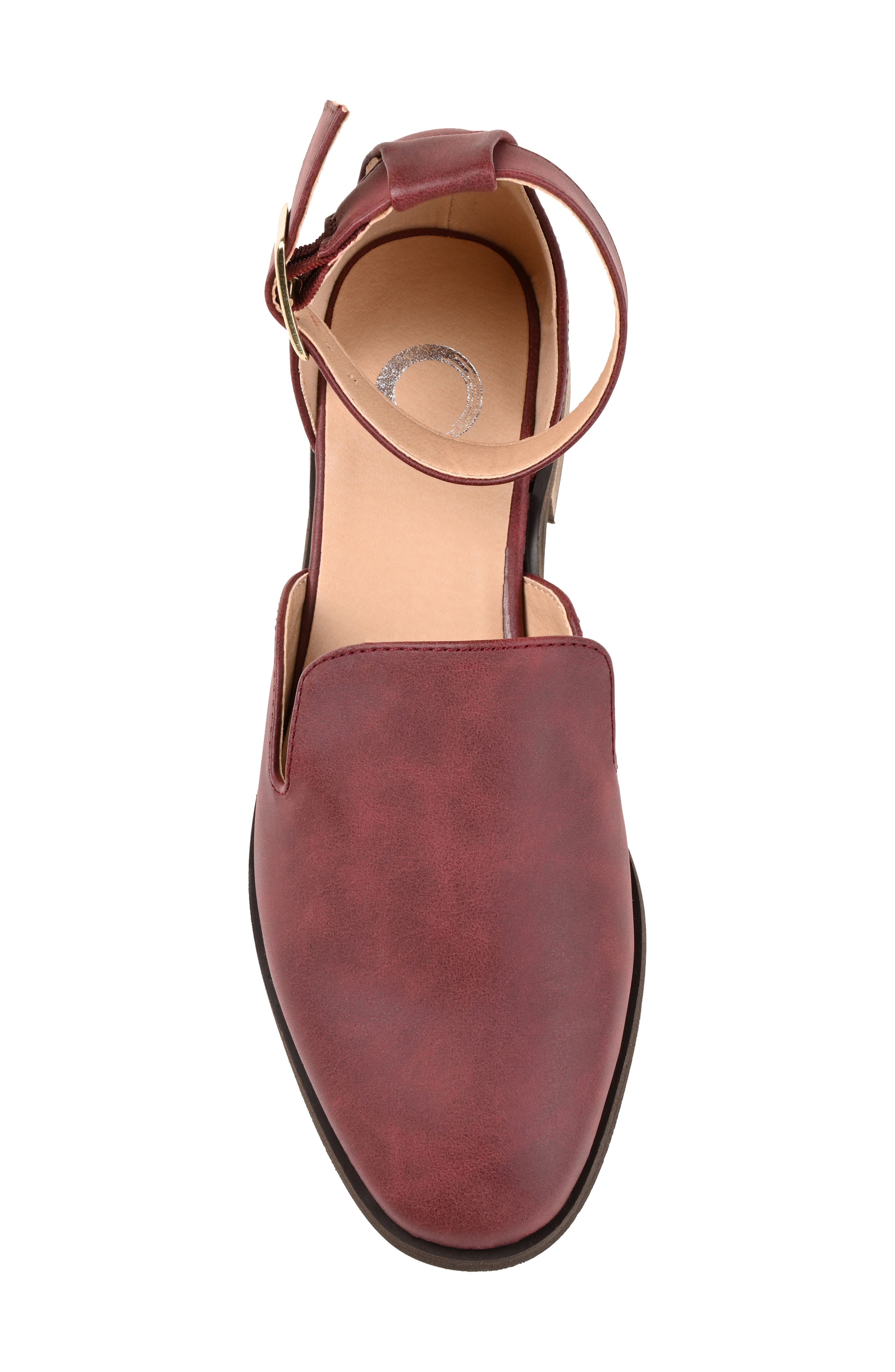 Journee Collection JOURNEE Loreta Ankle Buckle Flat, Alternate, color, Wine