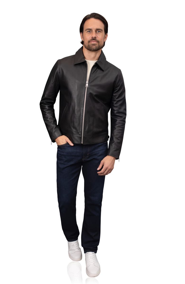 Bagatelle Nappa Leather Zip Jacket, Alternate, color, Black