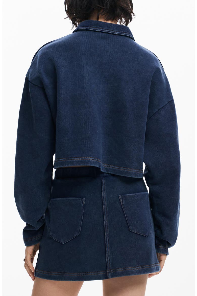 Cotton Crop Polo Sweatshirt, Alternate, color, NAVY