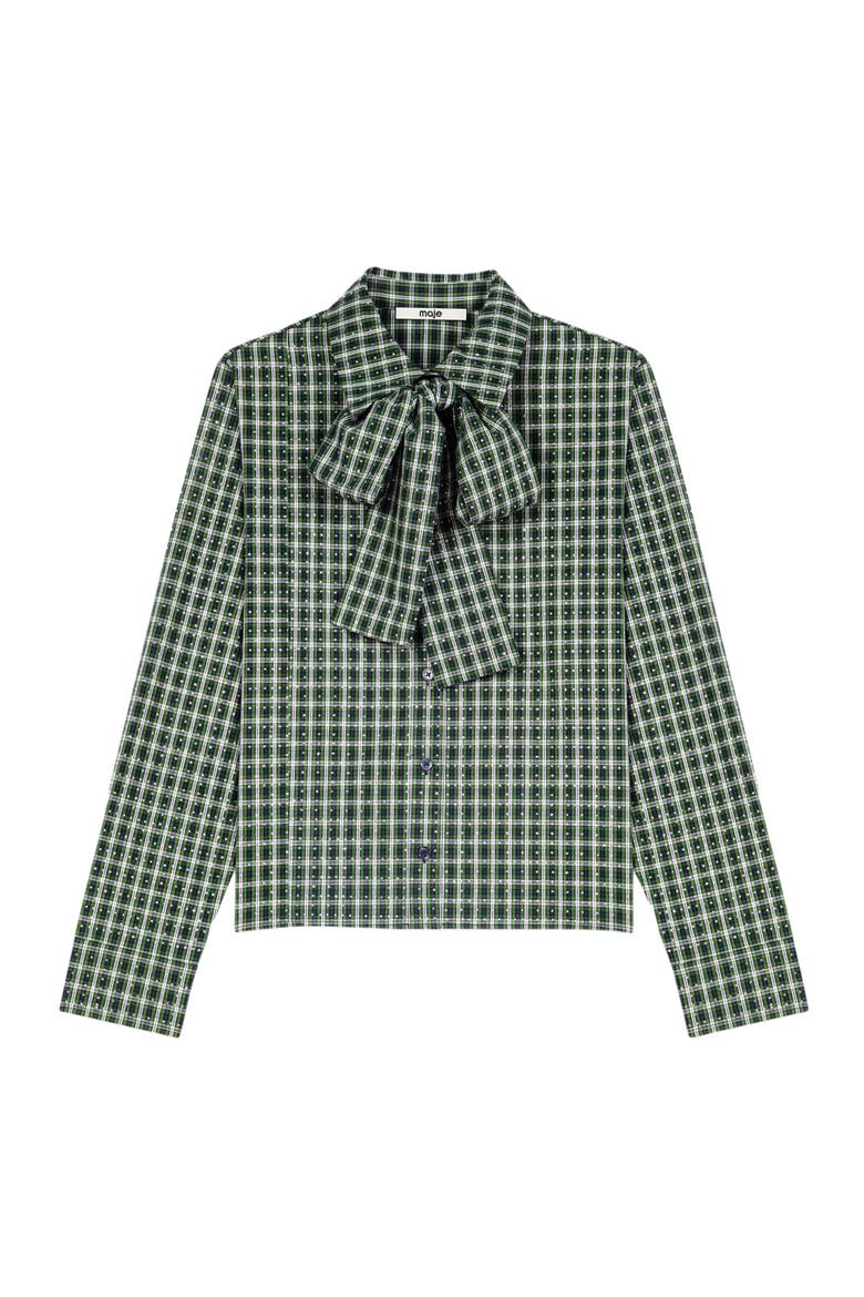 Rhinestone shirt with tie, Alternate, color, Green