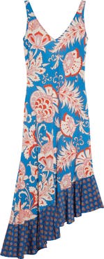 Etro Asymmetric Ruffle Hem Midi Dress