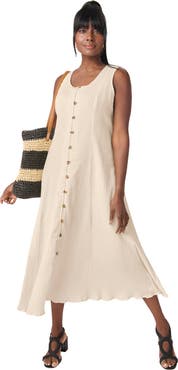 Jessica London Button Down Gauze Dress
