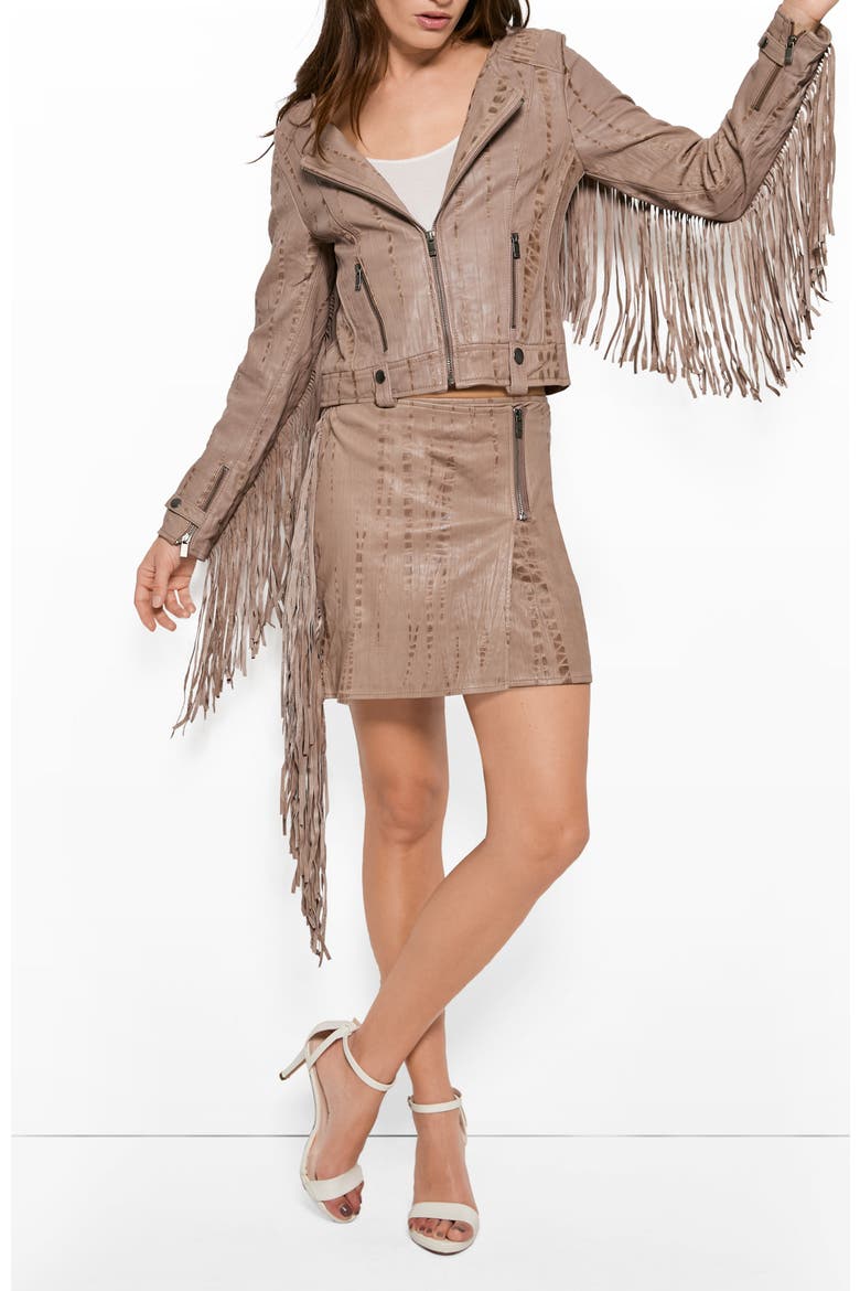One Love Fringe Moto Jacket, Alternate, color, Mocha