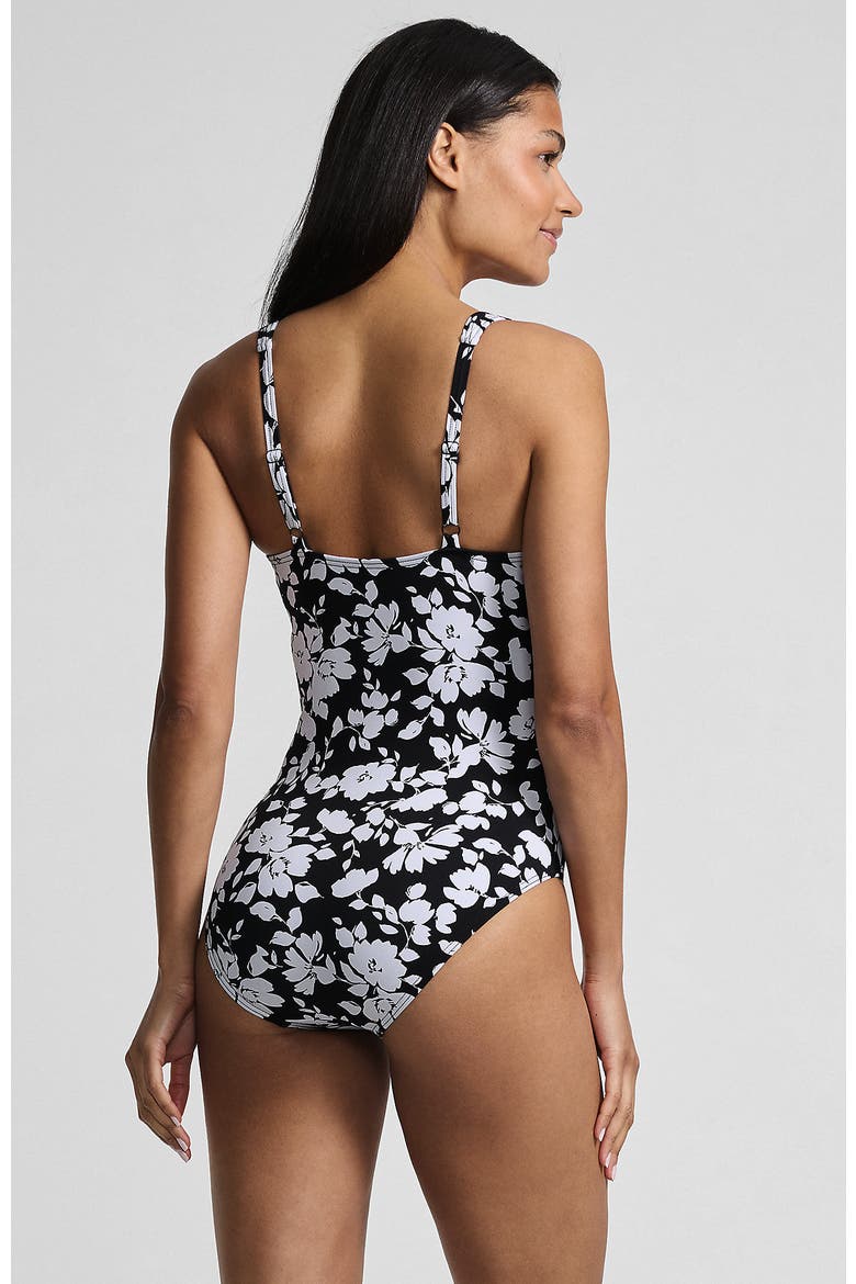 Sweetheart Underwire Wrap One Piece Swimsuit, Alternate, color, Black Blossom Floral