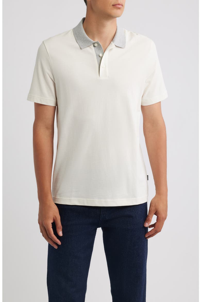 Parlay Contrast Collar Cotton Polo, Main, color, OPEN WHITE