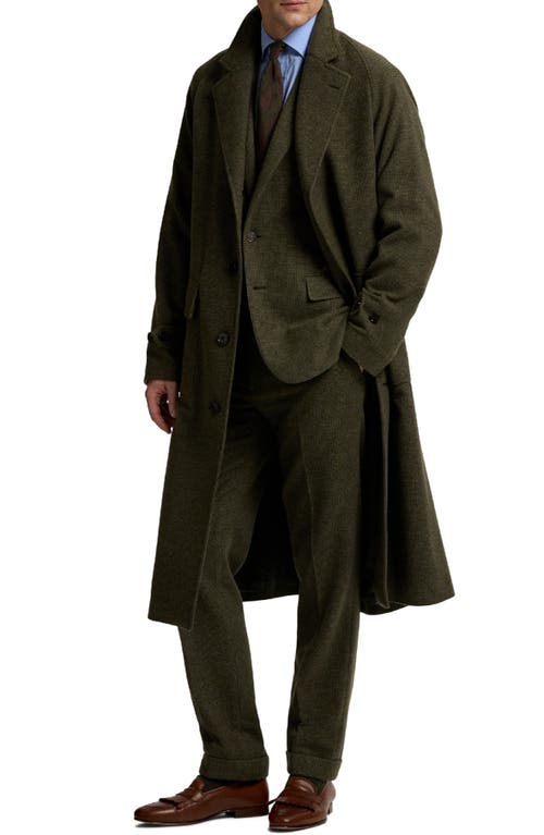 Ralph Lauren Purple Label Wool & Silk Blend Tick Weave Topcoat In Green