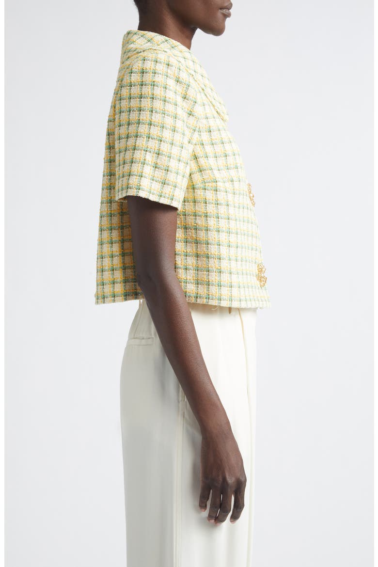 Short Sleeve Tweed Jacket, Alternate, color, BUTTER MULTI