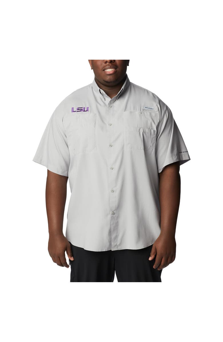 Columbia Men's Columbia  Gray LSU Tigers Big & Tall Tamiami Omni-Shade Button-Down Shirt, Alternate, color, Gray