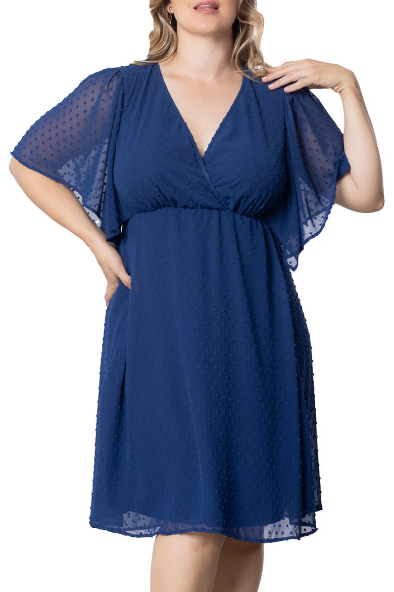 Florence Flutter Sleeve Dress, Alternate, color, DENIM BLUE DOT