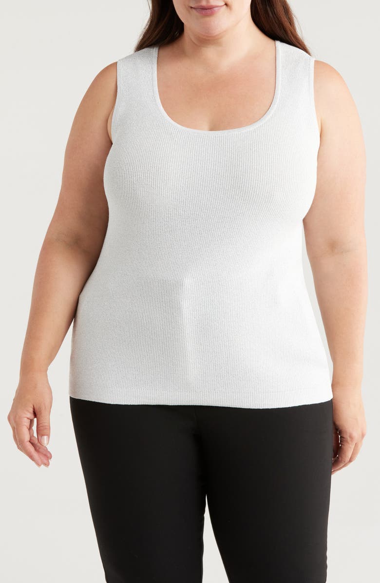 Tahari ASL Metallic Sweater Tank, Main, color, White