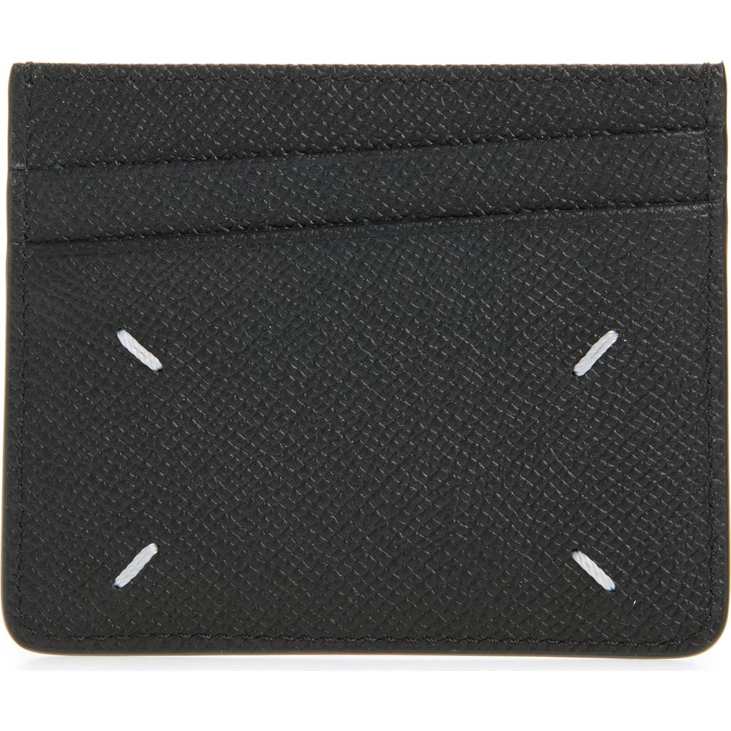 Maison Margiela Four Stitches Slim Leather Card Holder In Black