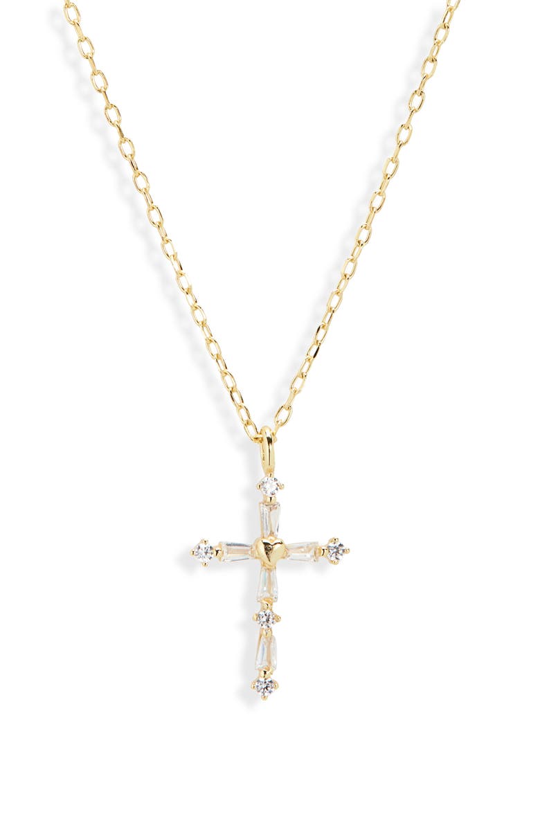 ARGENTO VIVO Cubic Zirconia Cross Pendant Necklace, Alternate, color, Gold