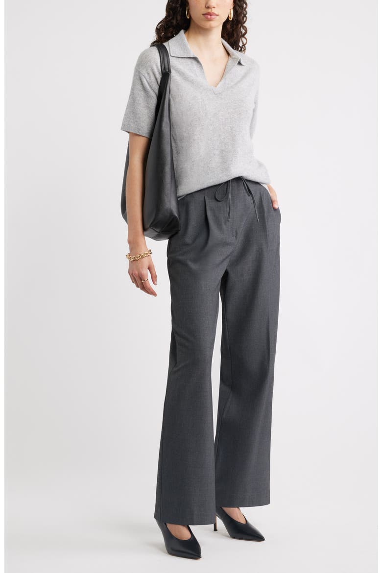 Drawstring Wide Leg Pants, Alternate, color, GREY CHARCOAL HEATHER