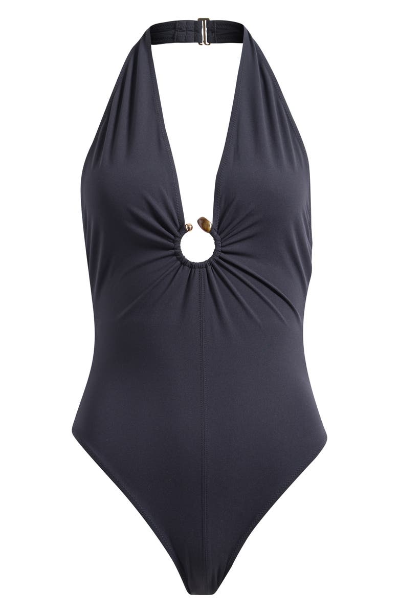 Ulla Johnson Milos Halter One-Piece Swimsuit, Main, color, Noir
